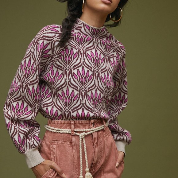 Anthropologie Floral Print Mock Neck Sweater (NWT)